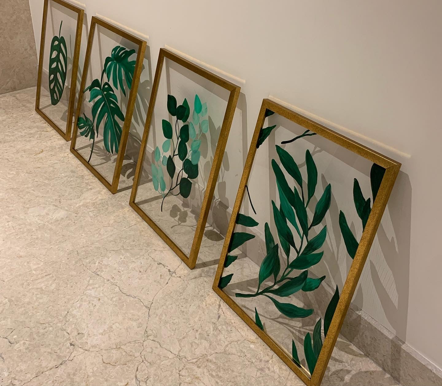 Set of 4 Leaf Paintings