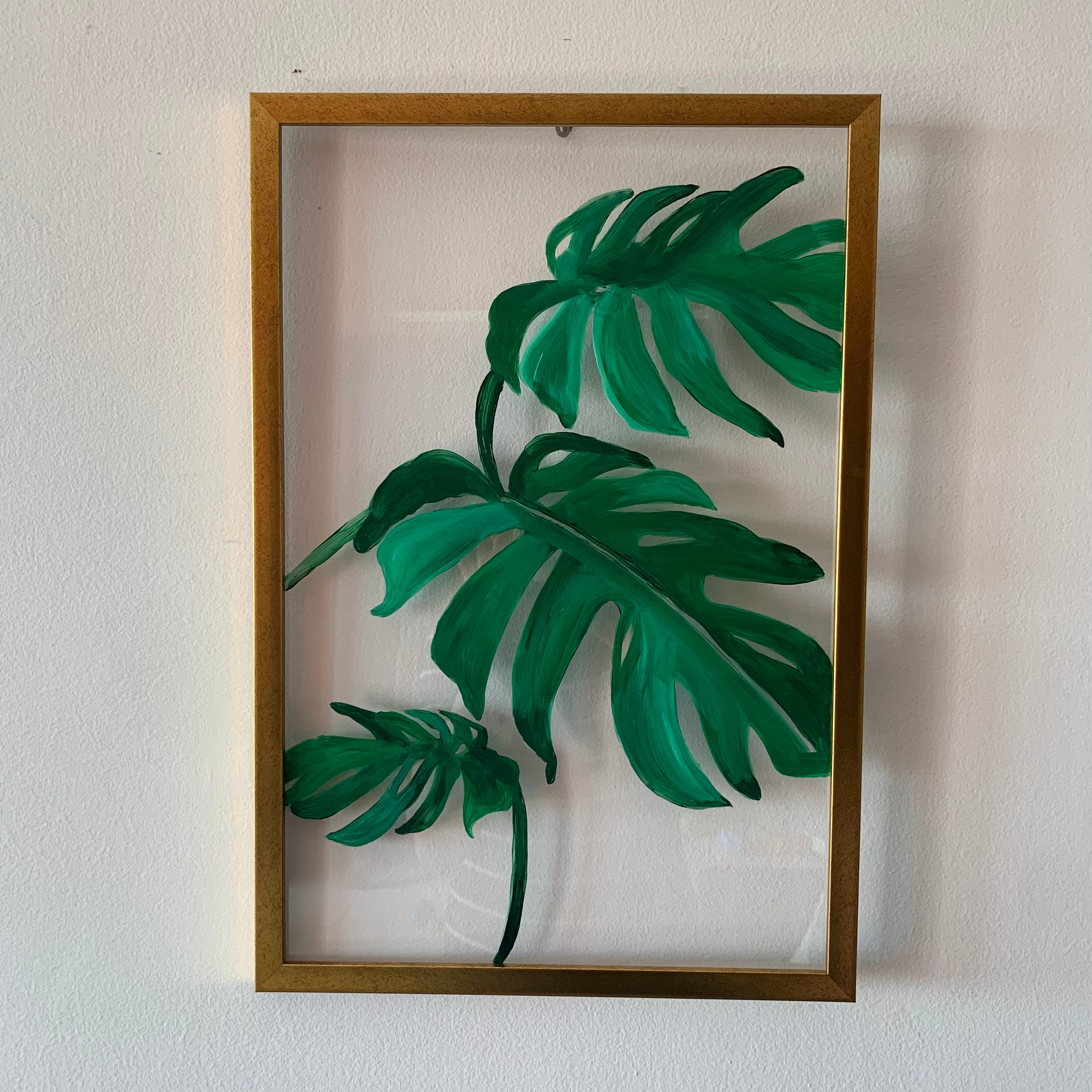 monstera leaf painting Monstera Leaf Painting on Acrylic Sheet – Art Beat by Nishka Mehta